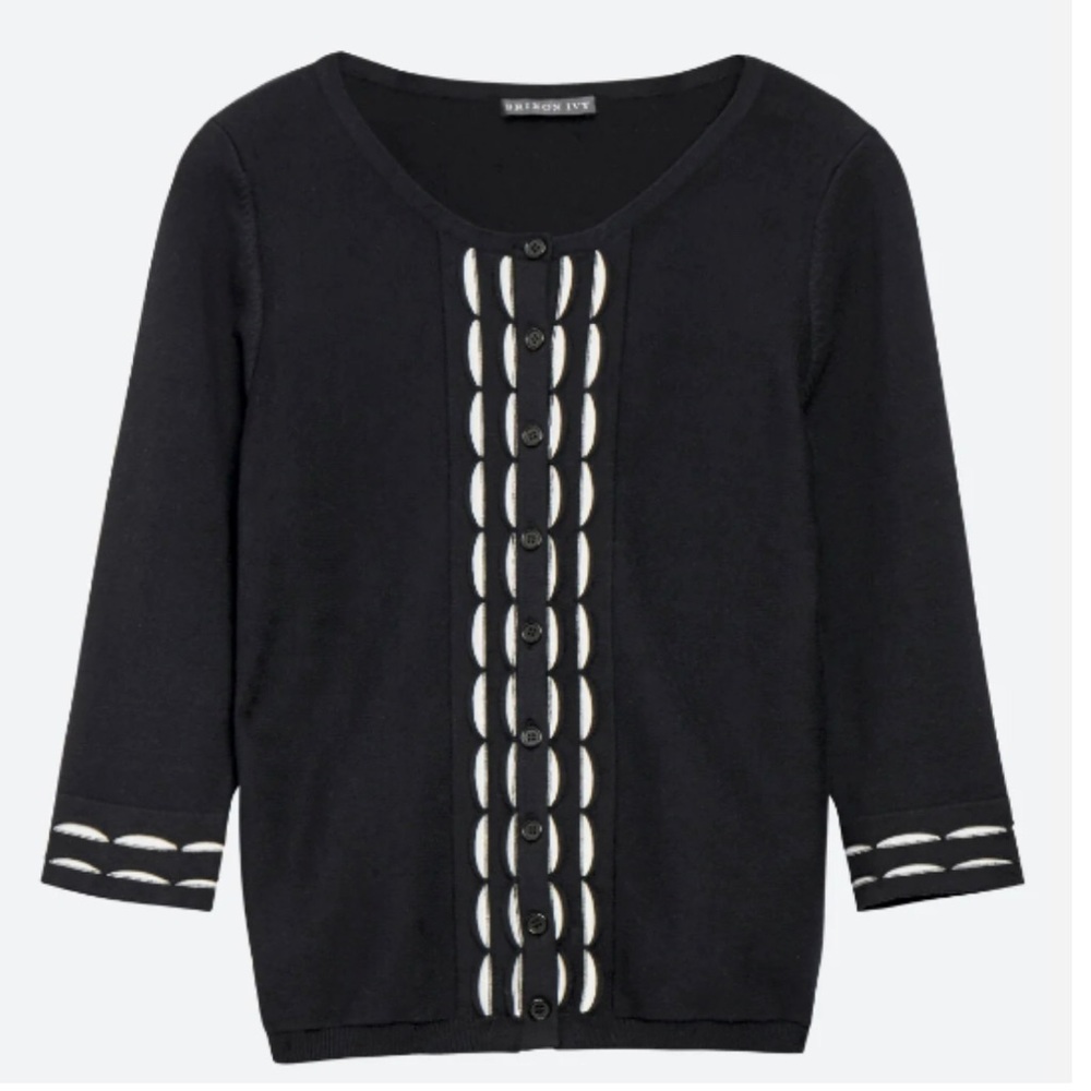 Brixton Ivy - Sherman Button Up Cardigan Black with White Trim